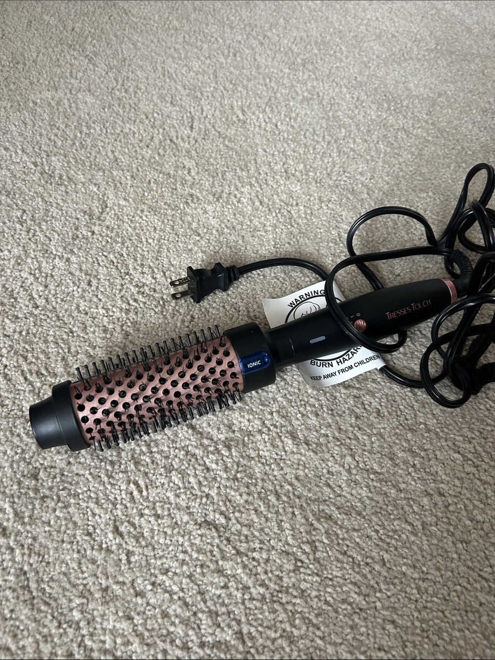 Tourmaline Ionic Hot Air Round Brush - Rose Gold & Black